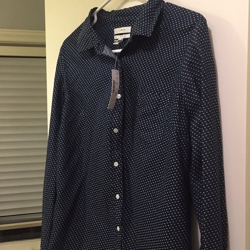 J.CREW Indigo Dot Button Up Shirt